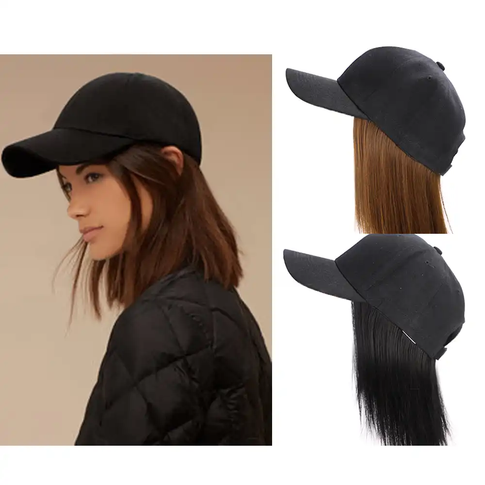 baseball hat with hair