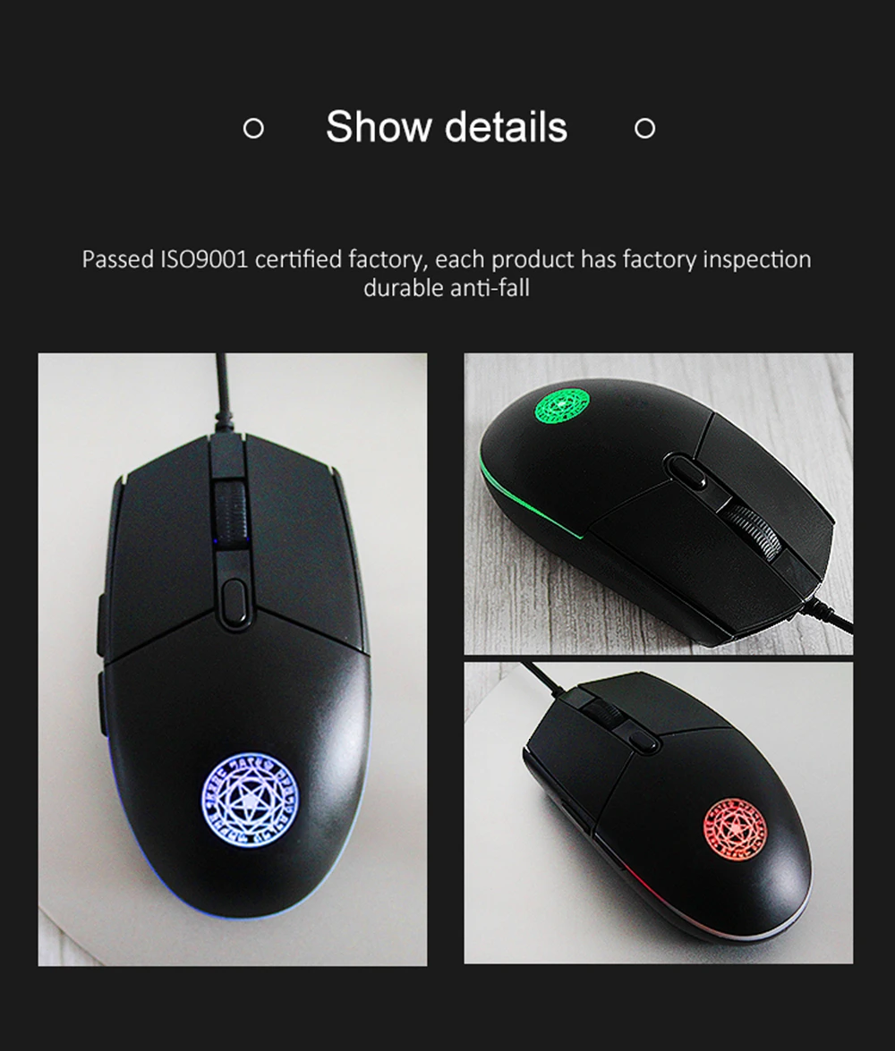 Breathing Backlight Wired Gaming Computer Mouse 3200DPI Ergonomic Professional Game Gamer Mouse USB Optical Mouse For PC Laptop