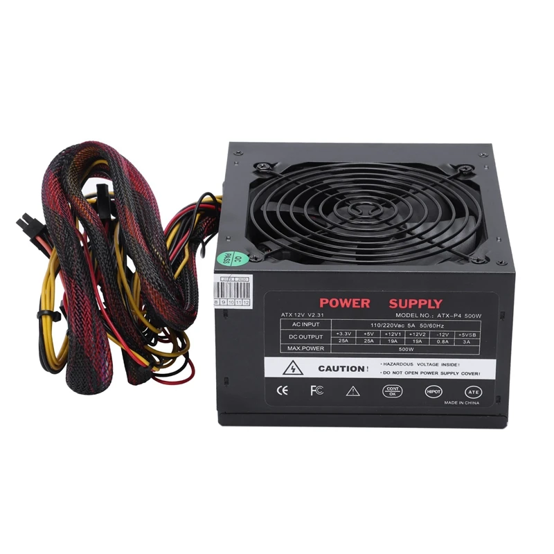 

170-260V Max 500W Power Supply Psu Pfc Silent Fan 24Pin 12V Pc Computer Sata Gaming Pc Power Supply For Intel Amd Computer Us Pl