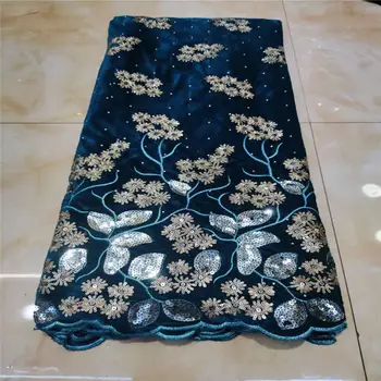 

African Velvet Lace Fabric With Sequins French Velvet Lace Fabric High Quality Nigerian Velvet Lace Fabric For Garment
