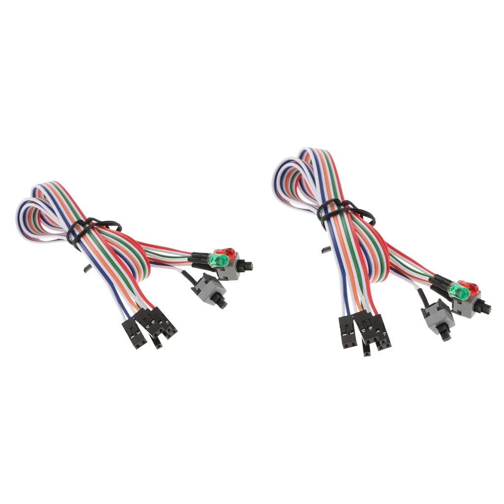 2 Pack of ATX PC Compute Motherboard Power Cable 2x Switch On/Off/Reset with LED Light