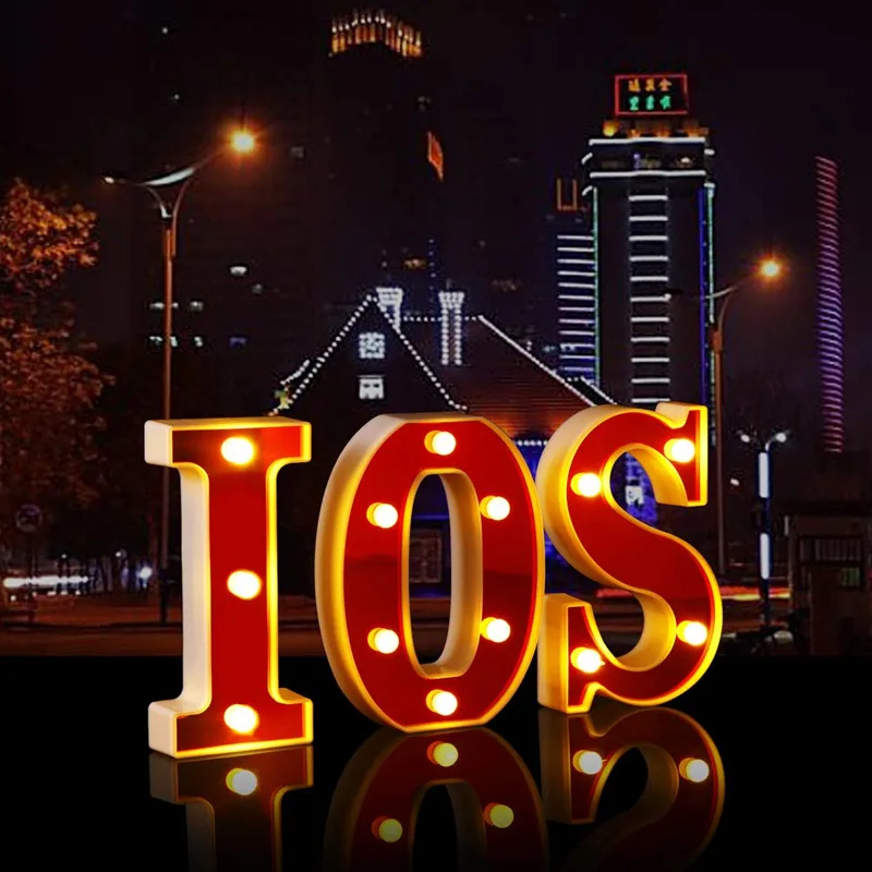  Red Plastic Letter LED Night Light Marquee Sign Alphabet Lights Lamp Home Club Outdoor Indoor Party - 4000134189149