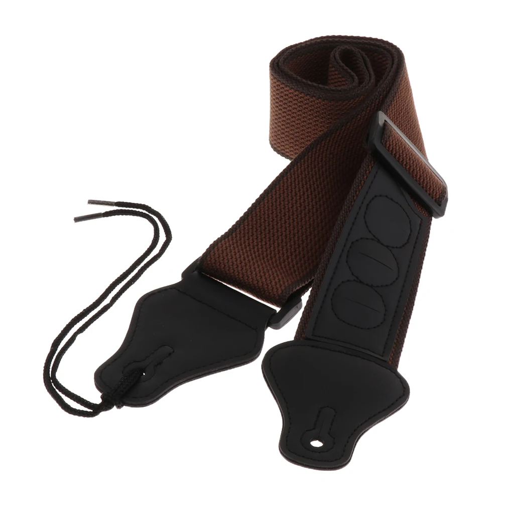 Adjustable Strap Belt+Picks Holder For Guitars Bass Mandolin Parts Brown