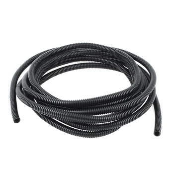 

HLZS-Flexible 8mm Dia Black PE Corrugated Tubing Gas Conduit Tube Hose 5M