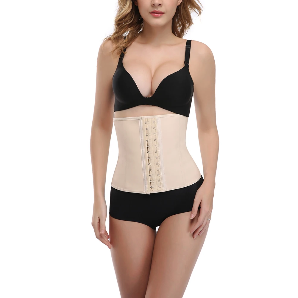 Women Rubber Latex Waist Trainer Corset Body Shaper Slimming Belt Waist Cincher2 layer 9 Steel Bones Shapewear