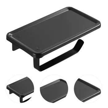

Aluminum Paper Roll Stand Toilet Tissue Paper Holder with Phone Storage Shelf
