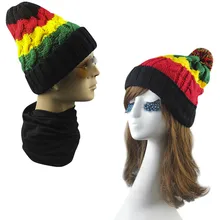 Женская Мужская зимняя шапка шапочка с помпоном шапка бини шапка-собачка כבrainbow Rainbow Knit Радужная полосатая вязаная шапка зимняя Толстая теплая шапка Повседневная Лыжная шапка H