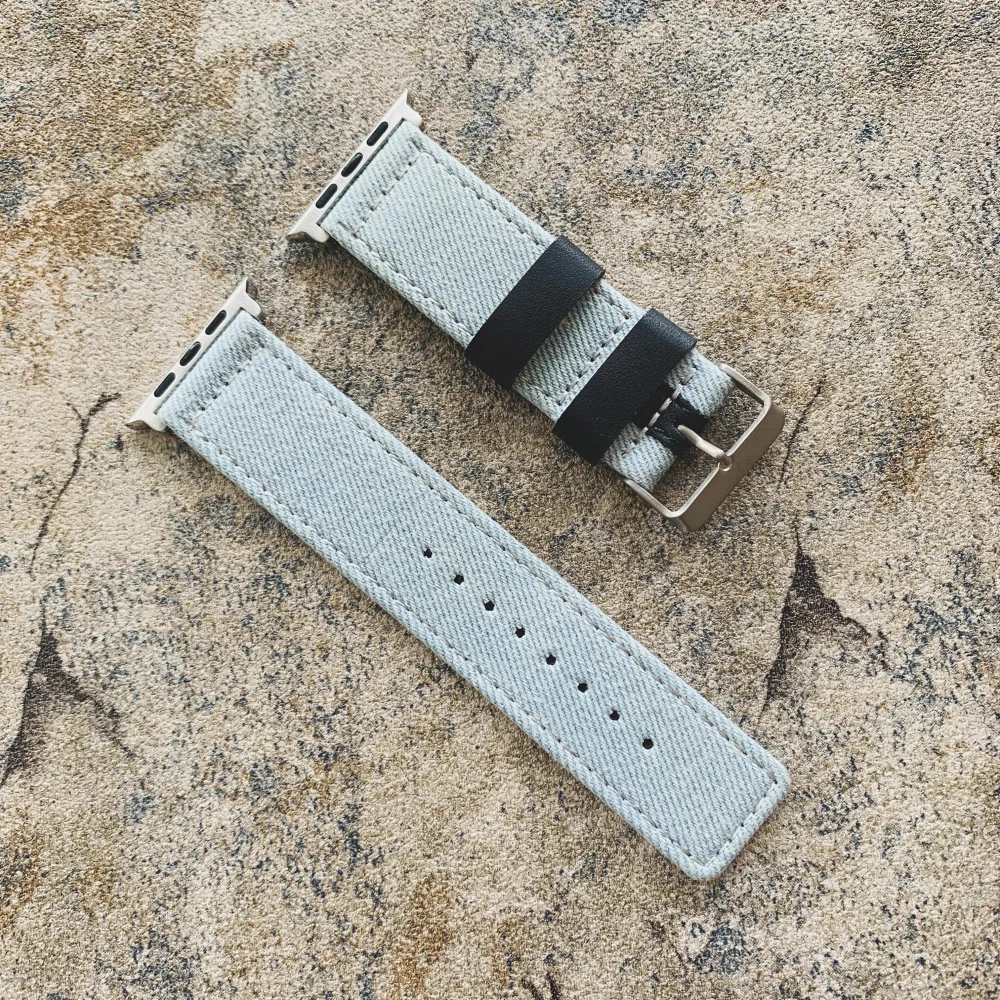 Джинсовый ремешок для часов Apple 38 мм 40 42 44 тканевый кожаный iWatch Series 2 3 4 5|band for apple