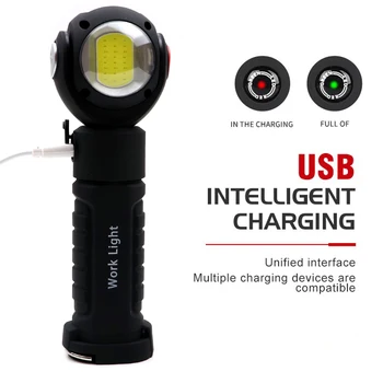 

Original Practical 360 degrees Rotate Flashlight LED Torch USB Charging 18650 built in battery Tail Magnet flashlight work light