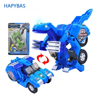 

Dinosaur Transformation Plastic Robot car Action Figure Fighting vehicle with sound and LED light Toy Model Gifts For Boy&Kids