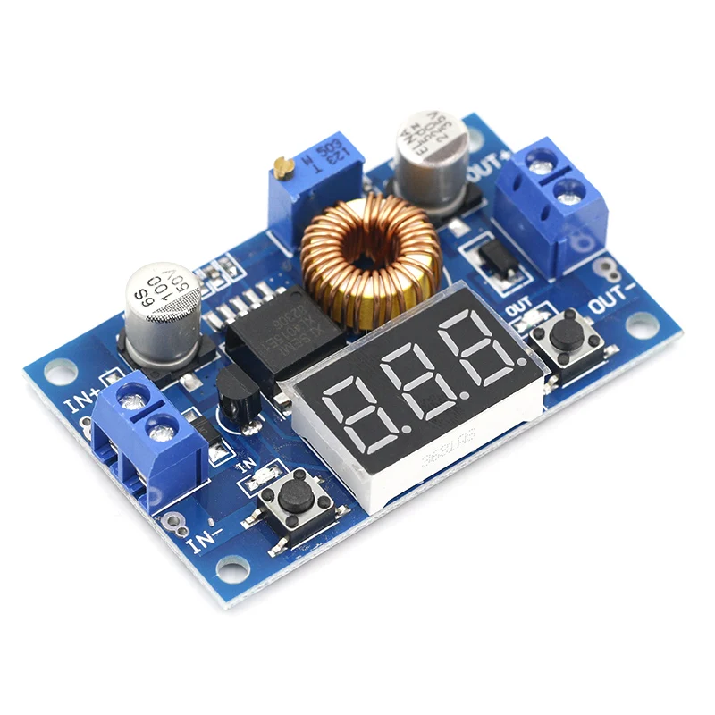 XL4015 High power 5A 75W DC-DC Adjustable Step-down Charger Module Step Down Buck Converter LED Driver with Red Voltmeter