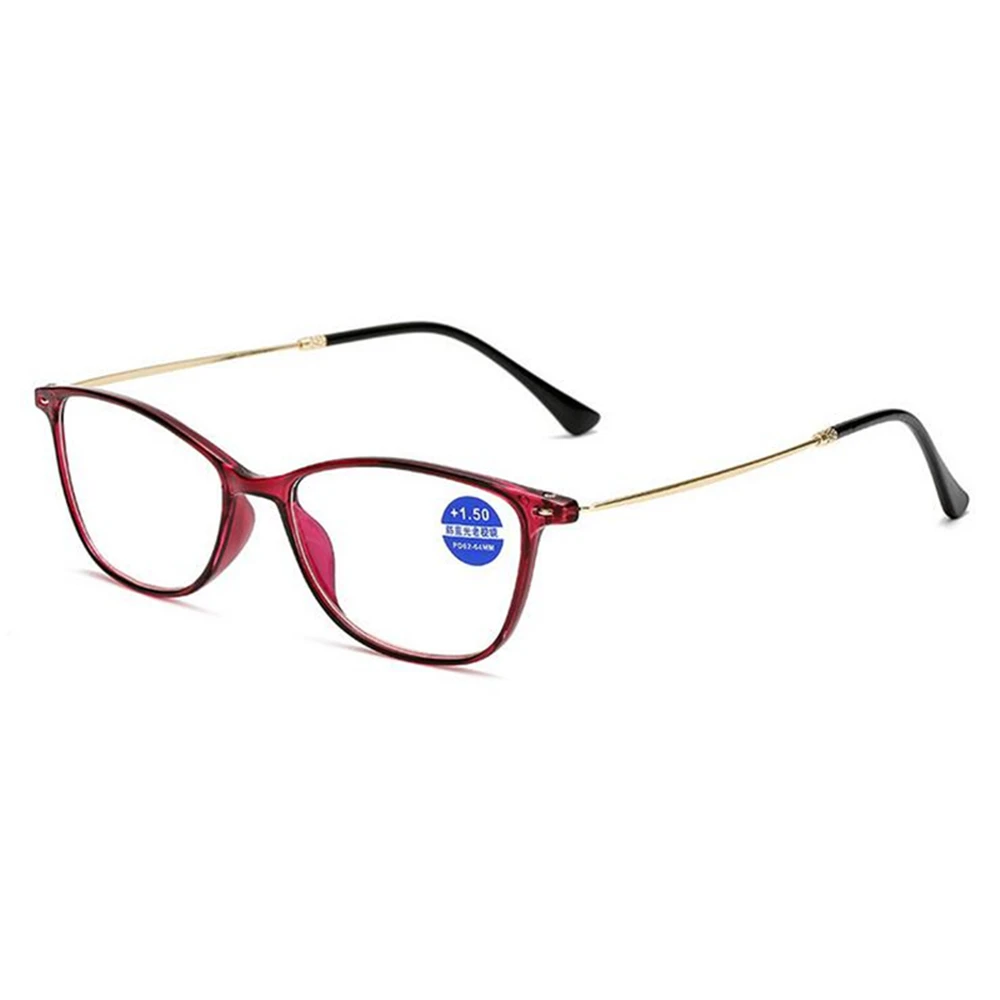 Овальные очки для чтения из нержавеющей стали для ног для женщин и мужчин TR90 синий свет блокирующие очки для дальнозоркости лупа+ 1,0+ 1,5 до+ 4,0 - Цвет оправы: Red