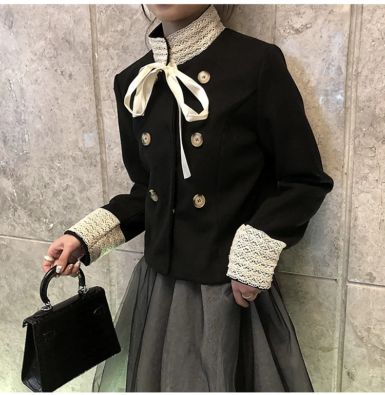 

tweed Lace women blazers and jackets runway Female 2019 Winter long Suits Coat ladies Elegant Casual Thin Blazers for women 0124
