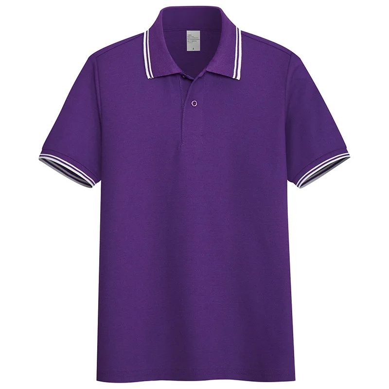 Хлопок, высокое качество, мужские Поло, Брендовые повседневные рубашки с коротким рукавом, одноцветные поло, весна-осень, топы, размер S-3XL; YA287 - Цвет: Purple