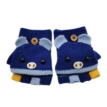 Детские перчатки; зимние перчатки; теплые вязаные варежки без пальцев; милые вязаные перчатки унисекс; ручная работа