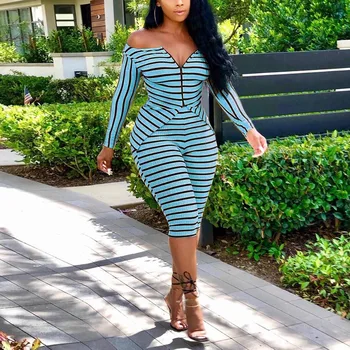 

Striped printed round neck one-neck collar multi-wear suit two-piece suit