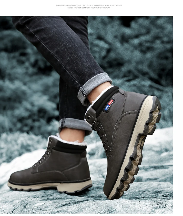 Мужские ботинки; зимняя теплая обувь; мужские кроссовки; уличные зимние ботинки из искусственной кожи; повседневная обувь; нескользящие резиновые ботильоны; botas; Рабочая обувь