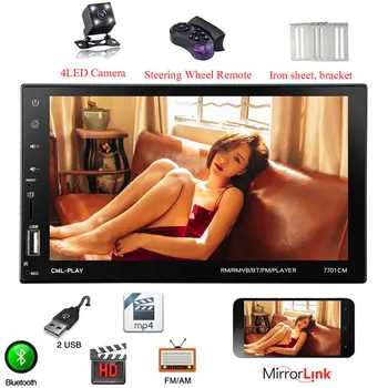 

Autoradio 2 Din Car Multimedia Video Player Auto Bluetooth Stereo 7" Touch Screen Digital Display USB SD FM MP5 Rearview Camera