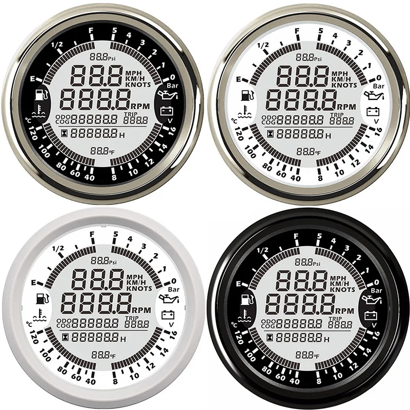 US $118.13 85mm 6 In 1 Digital Multifunction Gauge Speedometer GPS Tachometer Water Temp Fuel Level Voltmeter Oil Pressure Gauge Rpm Meter