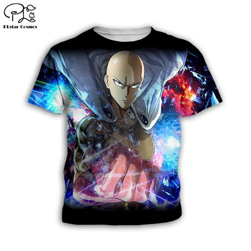 Детские толстовки с капюшоном толстовка с длинными рукавами и 3D принтом «One Punch Man» для маленьких мальчиков, Saitama Oppai одежда для детей Галактическая футболка «fire ice» - Цвет: Kids t shirts