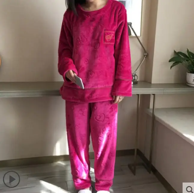 picture color 6XL Зимний пижамный комплект, женская пижама, теплая Фланелевая пижама с длинными рукавами, розовая Милая Домашняя одежда с животными, толстый домашний костюм - Цвет: picture color 6XL