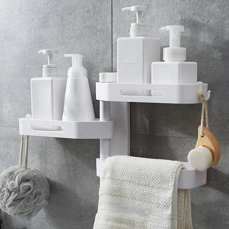 

3 Layers Portable Corner Shelf Shampoo Soap Corner Storage Rack Bathroom Shelves Kitchen Flavoring Holder