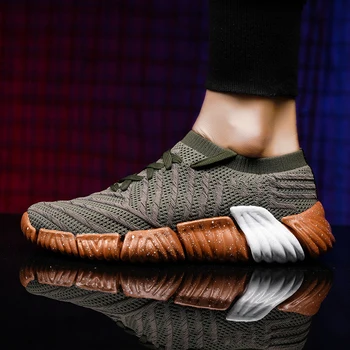 

New Arrival 2018 Brand Design Spring Autumn Running Shoes Adult Breathable Knit Athletic Outdoor Sport Sneakers Men Walking 44