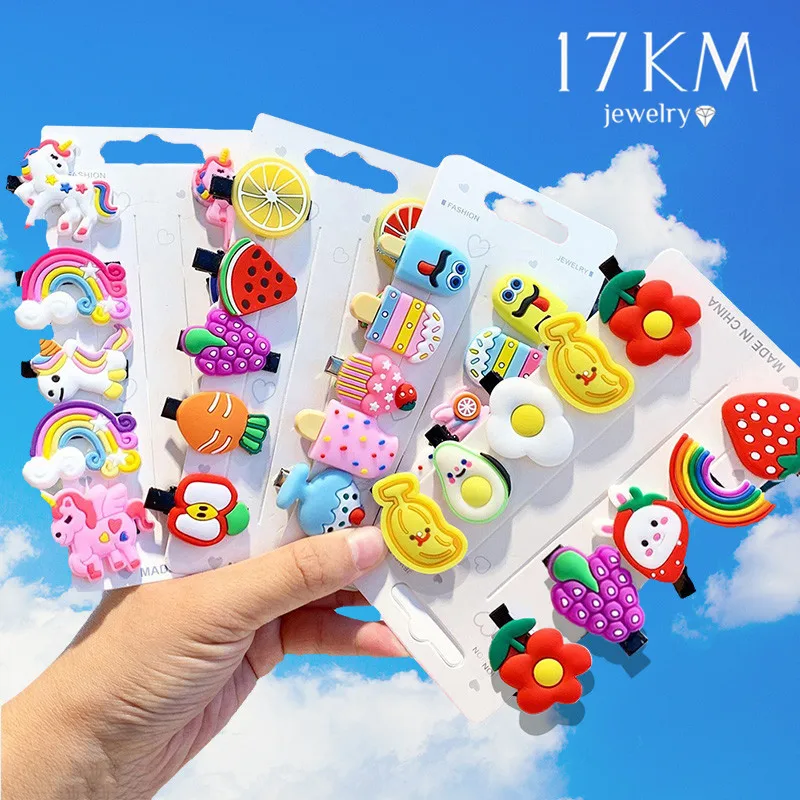 17KM заколка для волос с героями мультфильмов маленьких девочек радугой цветами и