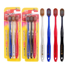 3 шт./упак. Япония широким бреющая головка Зубная щётка 3 палочки для взрослых нити супер Мягкая зубная Зубная щётка Семейный комплект с фабрики