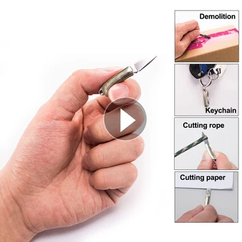 

1pcs MIni Key chain Knife Shell Necklace Folding Blade Knife Mini Pocket Wallet Keychain Knives Survival EDC Tool Cutter Peeler