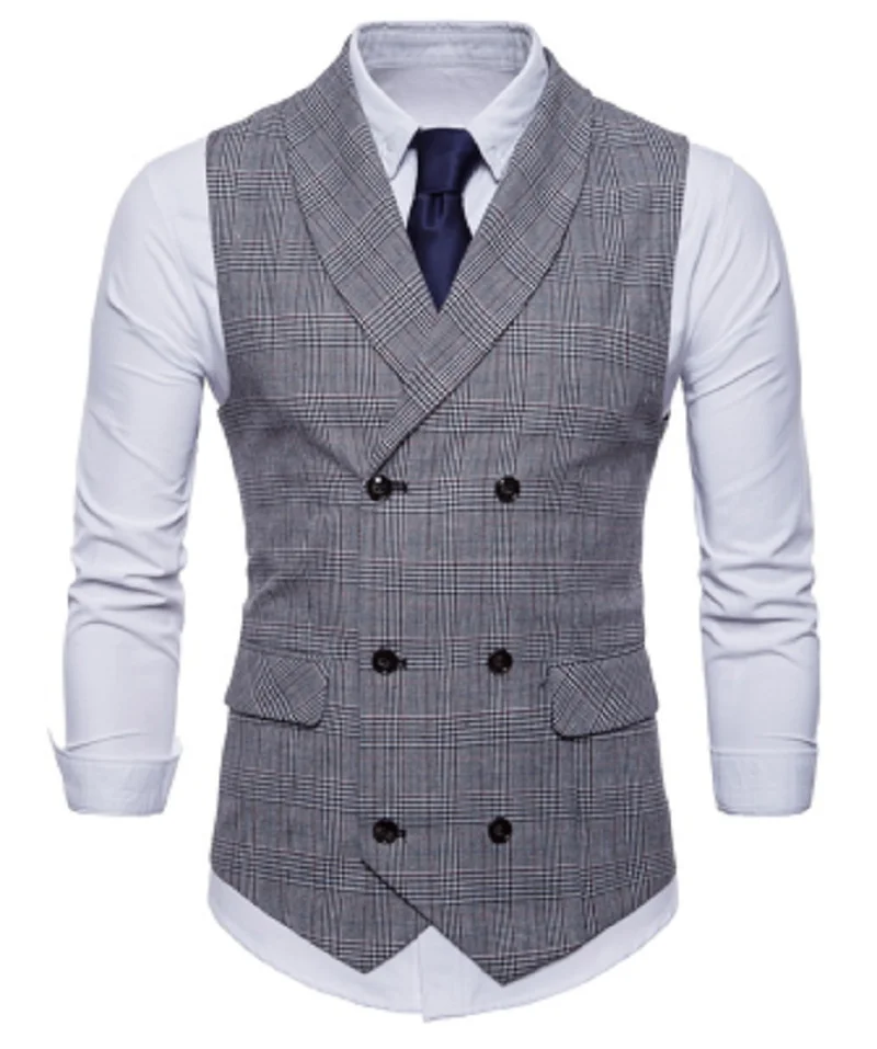 

Brand Suit Vest Men Jacket Sleeveless Beige Gray Brown Vintage Tweed Vest Fashion Spring Autumn Plus Size Waistcoat