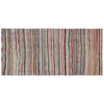

Handmade Multicolor Vintage English Striped Rug Area Rug 147x320 Cm-4'10''X10'6''