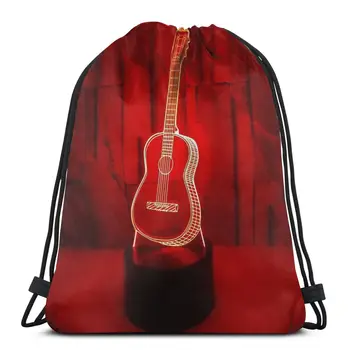 

New Hot 3D Guitar Pattern Fashion Cartoon Student School High Quality Backpack Man Woman Girls Drawstring bag