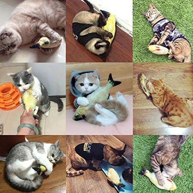 Plush Cat Fish Toy Cat Scratcher Catnip Toy Interactive Simulation Fish Cat Mint Fidget Toys Stuffed Playing Toy For Cat Kitten 5