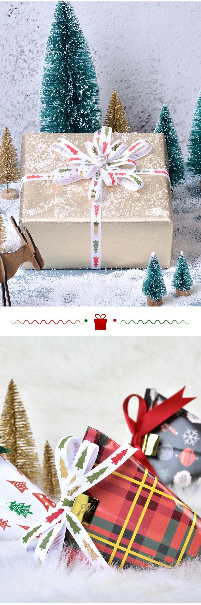 YAMA Christmas Ribbon 10yards/roll 6mm 9mm 16mm 19mm 22mm 38mm Multi-style Optional for Xmas DIY Decoration Crafts