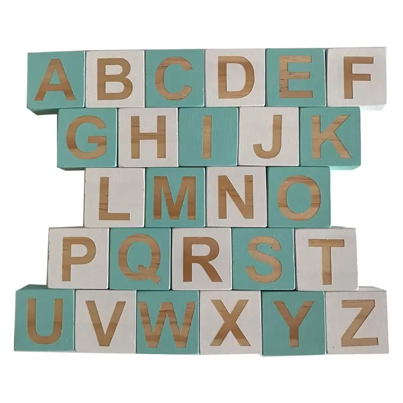 1 комплект из массива дерева 26 Английский алфавит квадратный кубический Блок Детские Обучающие украшения Детские реквизит для фотосъемки
