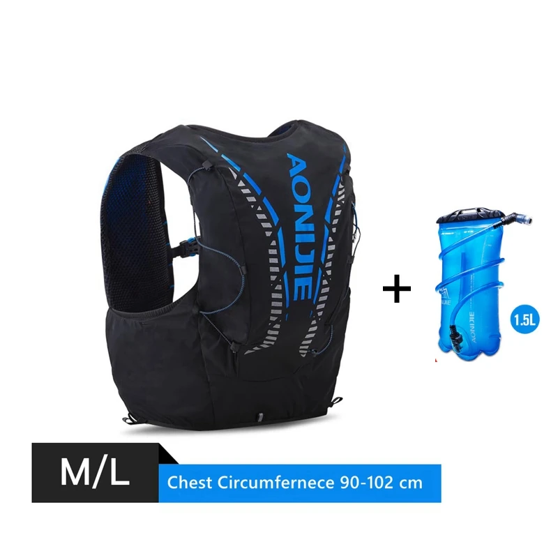 ML Blue 1.5L Aonijie гидратационный жилет, рюкзак 12л с сумкой для бутылки воды, для улицы, портативный, Сверхлегкий, для бега, походов, марафона - Цвет: ML Blue 1.5L