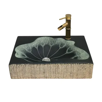 

European style washbasin above counter basin rectangular bathroom washbasin retro large washbasin washbasin art lotus leaf bathr
