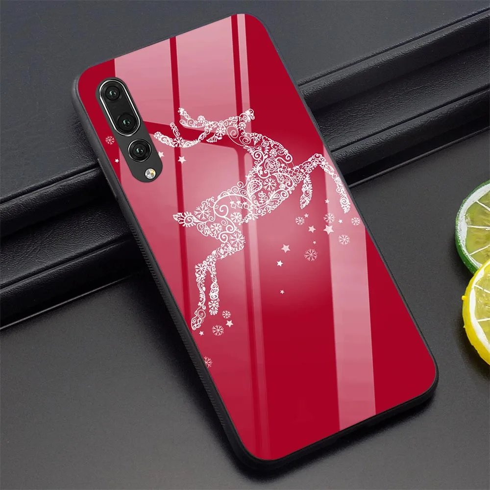 Рождественский новогодний стеклянный чехол для телефона huawei P20 Lite чехол P10 P20 P30 PRO P Smart mate 20 Lite Honor 9 10 Lite 7A - Цвет: K3002412