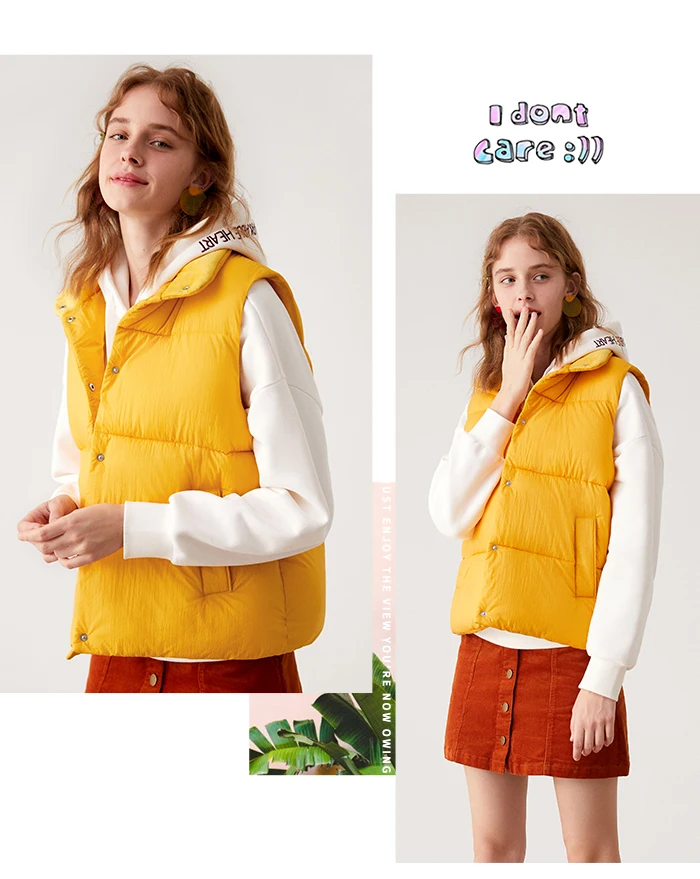 SEMIR, хлопковый женский жилет со стоячим воротником, новинка, зимний жилет ins, модный трендовый жилет без рукавов