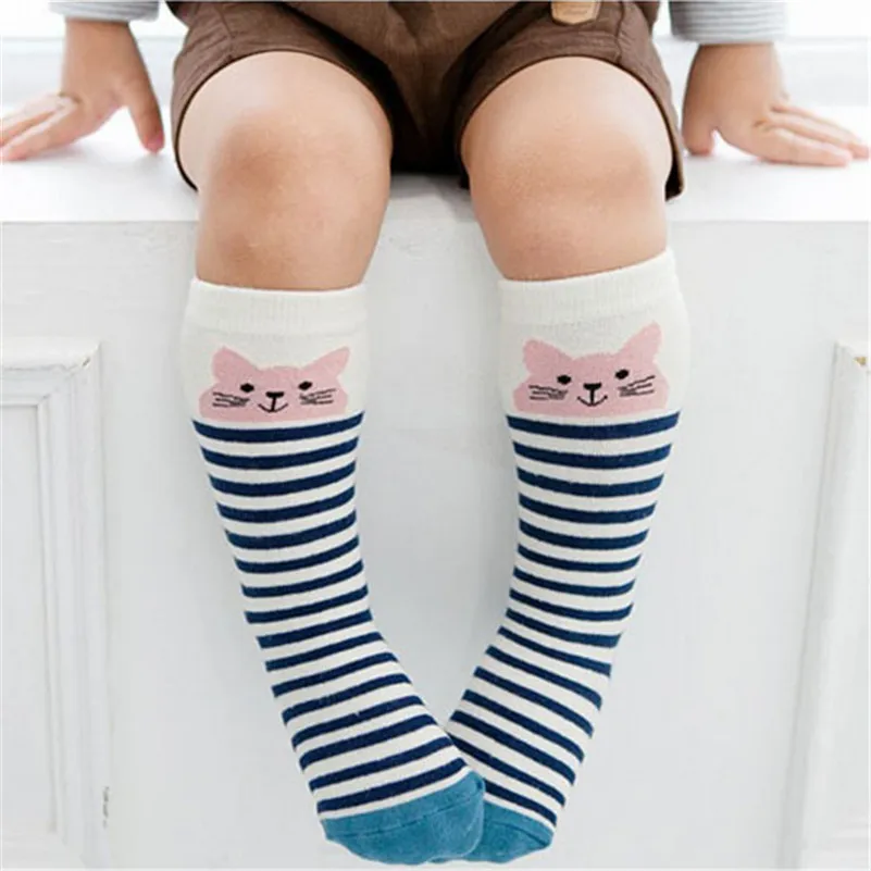 

Knee High Socks Non-slip Knee Sock Cotton Cute Cartoon Infant Socks Print Boy Girl Animal Baby Children Toddlers Fox Cat Unisex