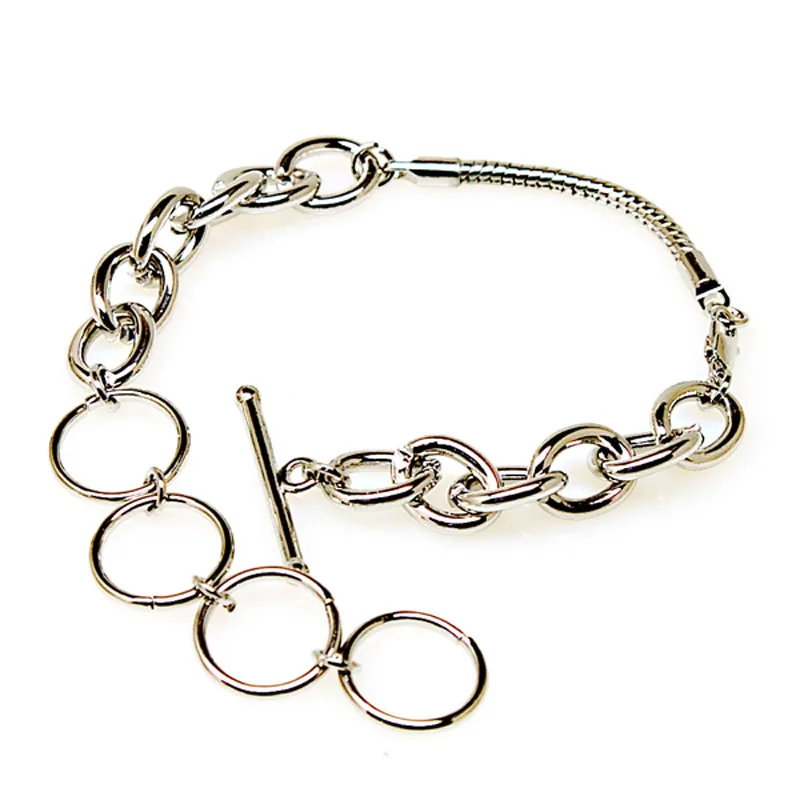 Miasol DIY Adjustable Interchangeable Linked Charm Bracelet 7.8 Inch Large Hole Beads For Diy Women Bracelets Jewelry Making | Украшения и