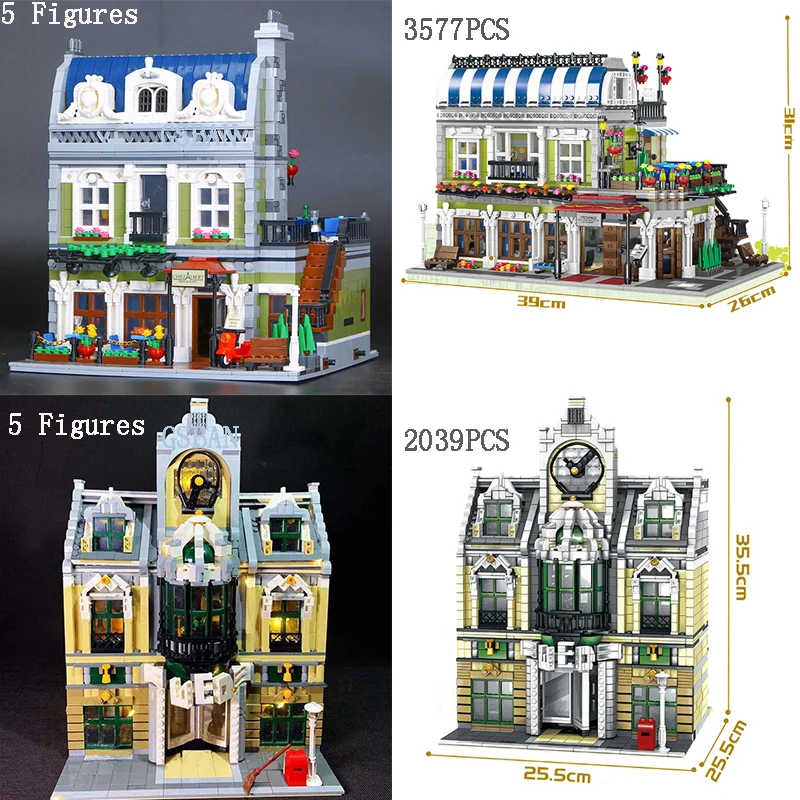 

City House Street Architecture Creator Restaurant model Comaptible Friend House Street View Building Blocks Childrens Toys Gifts