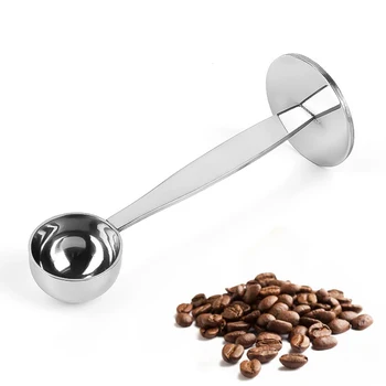 

1PC 2 in 1 Coffee Tamping Mesure Spoon Dual-purpose 201 Stainless Steel Coffee Bean Powder Cafe Measuring Tamping Scoop