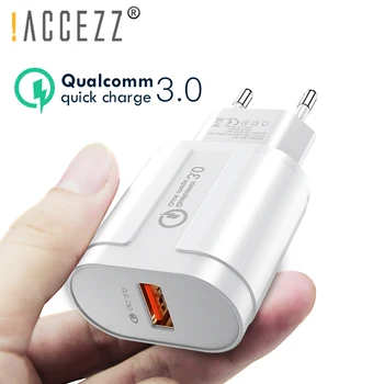 

!ACCEZZ EU Plug USB Quick Charger For iPhone 11 Pro XS X QC3.0 Fast Charging For Samsung Huawei Xiaomi Travel Wall Power Adapter