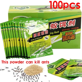 

100 Packs Green leaf Ant Trap Powder Killing Bait Ants Killer Repellent Trap Pest Control Destroy Ant Bait