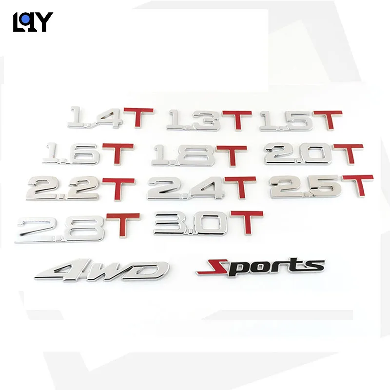

LQY car rear 3D Metal trunk Emblem tail decoration badge displacement Sticke 3D 1.4 1.5 1.6 1.8 2.0 2.2 2.4 2.5 2.8 3.0 T logo