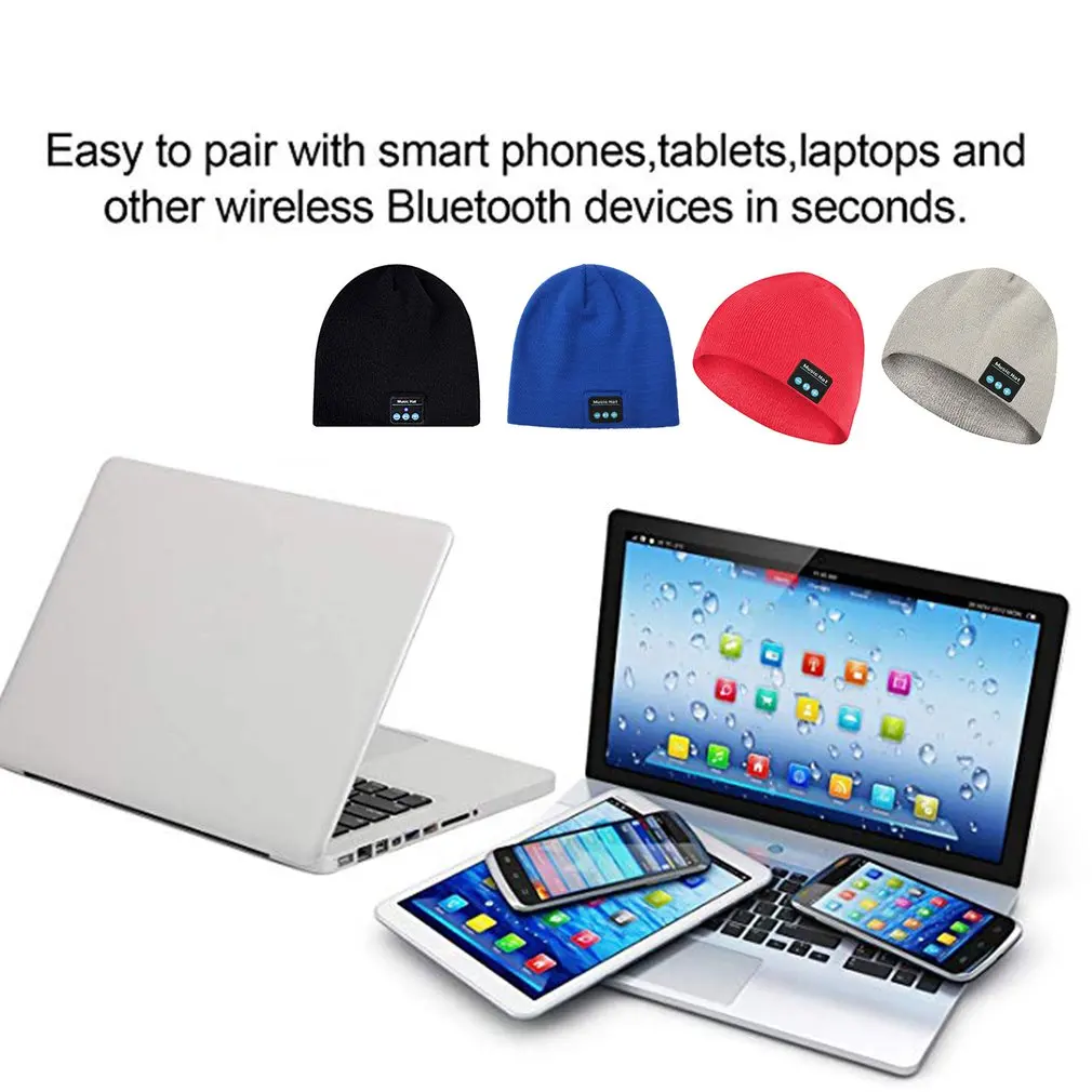 Bluetooth наушники музыкальная шапка зимние беспроводные гарнитура с микрофоном