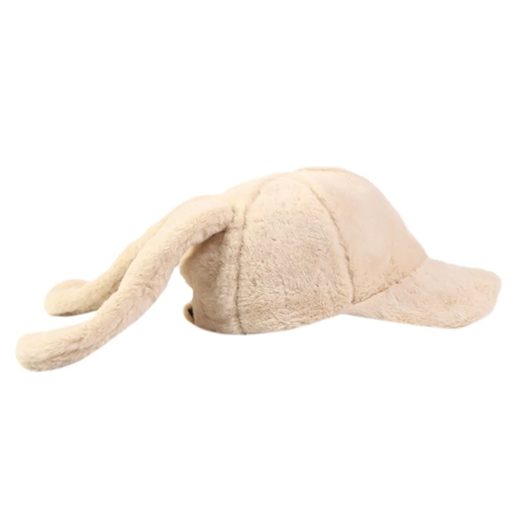 Бежевый Шапка женская шапка мужская шляпа Кепки gorros mujer invierno шапка модные милые Для женщин плюшевый светильник шапка с заячьими ушами; теплая шапка Кепки - Цвет: Бежевый