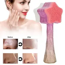 Двухсторонняя ручная массажная щётка для лица, щетка для чистки, глубокое очищение, мягкие волосы+ силиконовая щетка, инструмент для ухода за лицом, красота